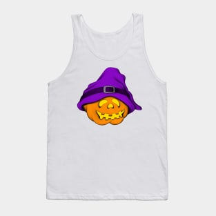 Slouchy Hat Halloween Pumpkin Color Sketch Tank Top